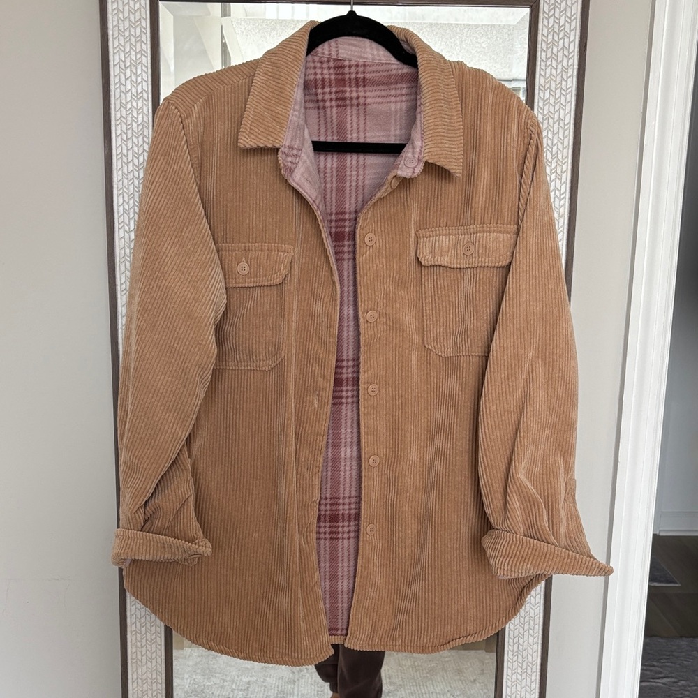 Women's Tan Corduroy Teddy Jacket